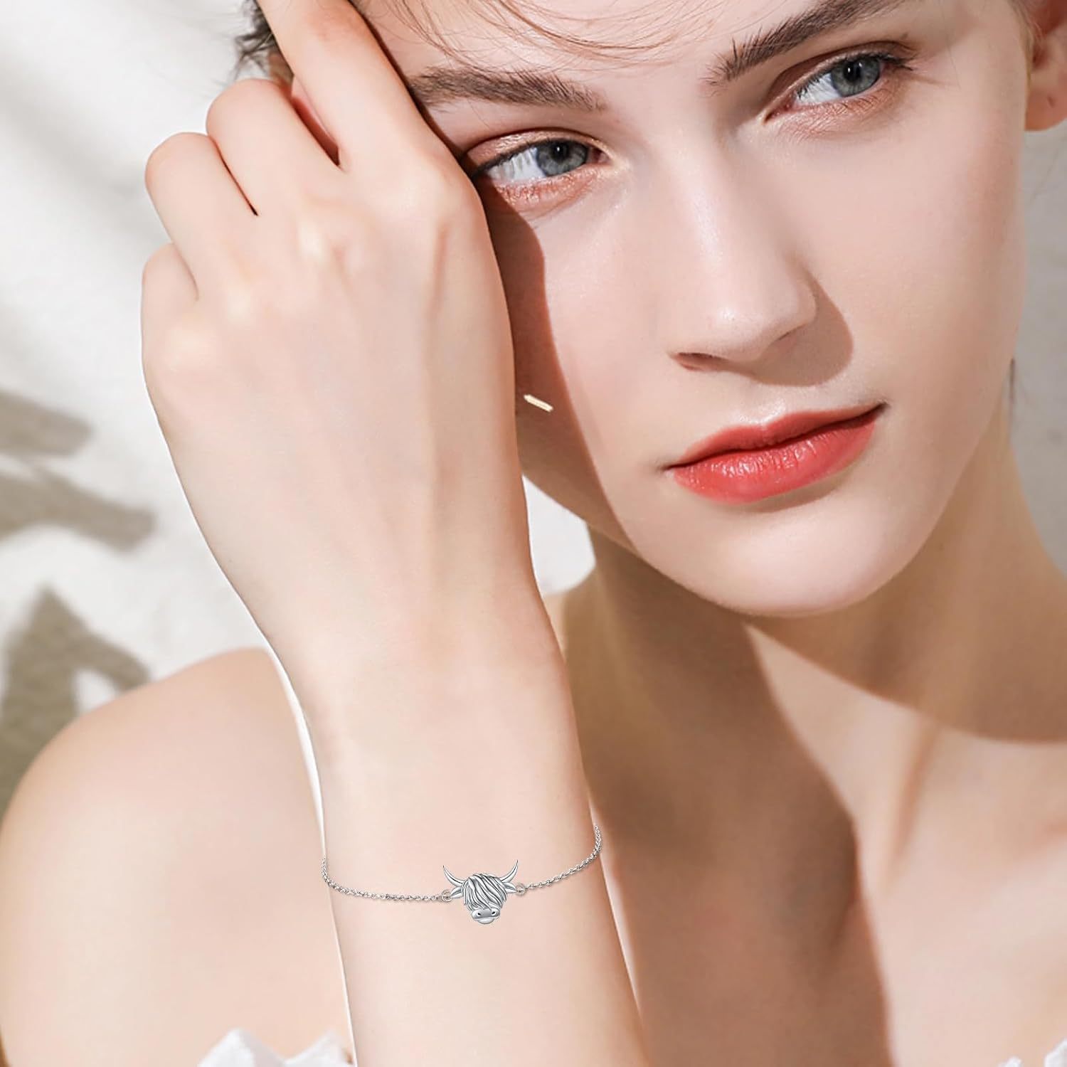 925 Sterling Silver Mountain Cow Bracelet, Elegant Design